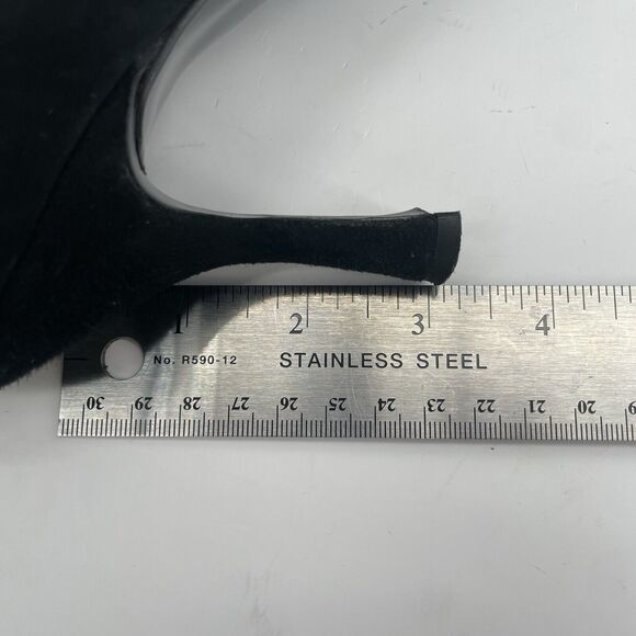 MOSCHINO Size 6.5 Suede Sequin High Heels Slip On Round Toe Vintage Beaded - Picture 9 of 9